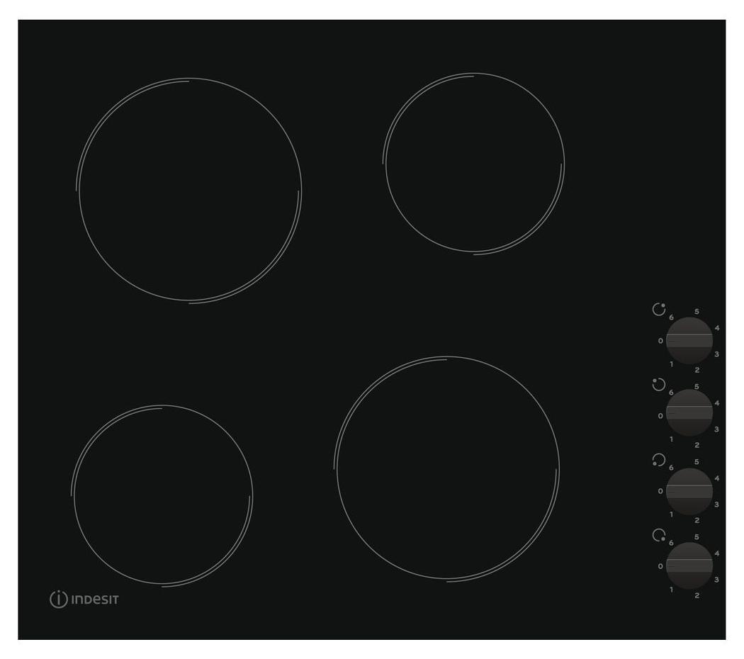 Placa Vitrocerâmica Embutida 4 Zonas RI 860 C (Preto) - INDESIT