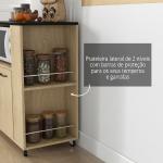 Carrinho de Cozinha com Rodas 2 Portas Prateleira Ajustável Porta - Especiarias para Sala de Jantar 75x40x80,5 cm Madeira