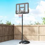Tabela de Basquetebol com Altura Ajustável 216 - 277 cm Aro de Basquetebol para Exterior com Rodas e Base Recarregável Preto