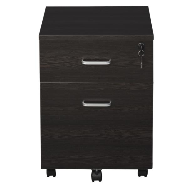 Bloco de Gavetas para Escritório Móvel de Arquivos com 5 Rodas Fechadura para Escritório Secretária 40x45x55,6cm Wengué