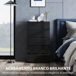 Cómoda com 5 Gavetas de Madeira Cómoda de Dormitório Cómoda Branca para Sala de Estar Estilo Moderno 55x34x100 cm Preto
