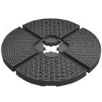Base para Chapéu de Sol de 4 Peças Recarregável com Areia 68 kg ou Água 52 kg para Jardim Pátio ou Terraço Preto