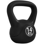 Peso Russo de 14 kg Kettlebell Fitness Preenchido de Areia com Punho Largo Antiderrapante 26x18x32 cm Preto