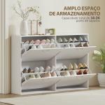 Sapateira Moderna com 4 Gavetas Abatíveis e Prateleiras Ajustáveis para 16 - 24 Pares de Sapatos 120x24x81 cm Branco