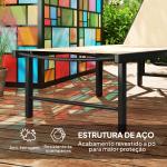 Espreguiçadeira Reclinável de Jardim Exterior com Encosto Ajustável em 4 Posições e Estrutura de Aço, 166x60x84 cm, Caqui