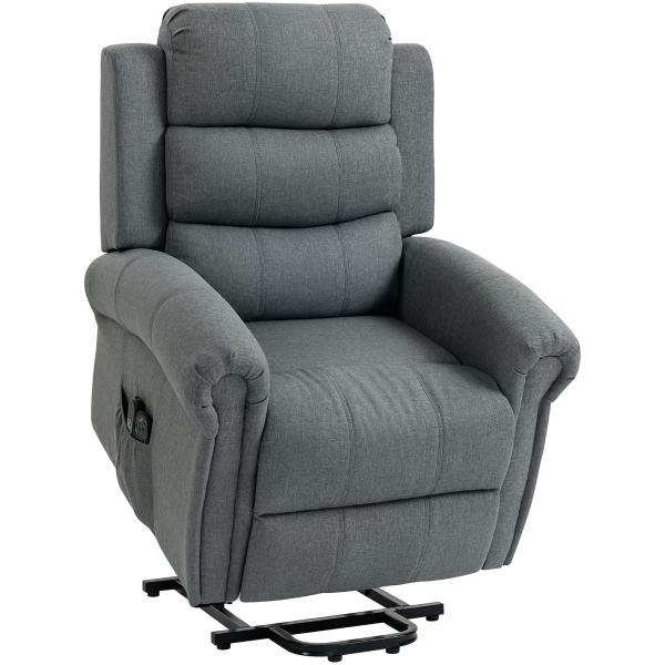 Poltrona Relax Reclinável Elétrica Elevatória com Massagem Vibratória e Calor, Comando à Distância, Cinzento