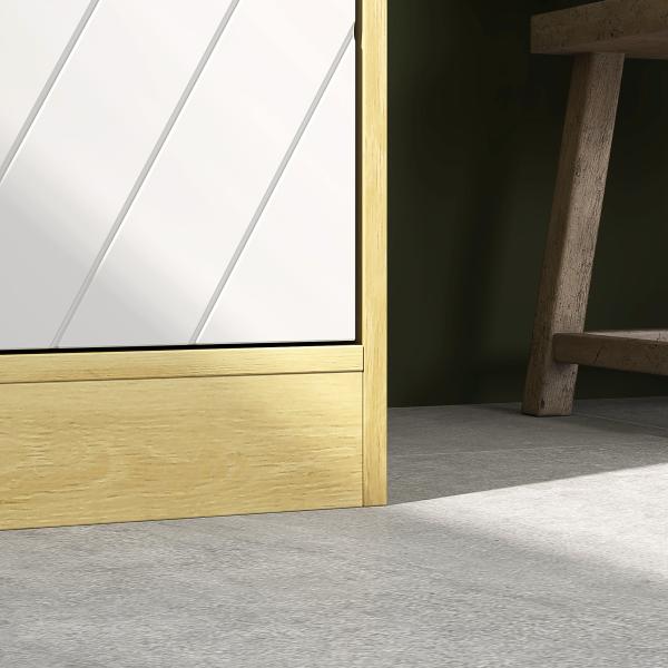 Coluna Casa de Banho com 2 Prateleiras Abertas Armário Alto para Casa de Banho 30x24x170 cm Madeira e Branco