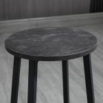 Conjunto de Mesa Alta com 2 Bancos Redondos com Estrutura de Aço Estilo Moderno para Cozinha Sala de Estar Branco e Preto