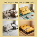 Sofá - Cama de 2 Lugares Dobrável Estofado em Linho com Encosto Ajustável em 5 Posições e 2 Almofadas Amarelo