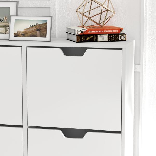 Sapateira para 16 Pares de Sapatos com 4 Gavetas e Prateleiras Ajustáveis 95x26x95 cm Branco