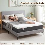 Colchão 190x135 cm Espessura 25 cm Colchão Viscoelástico com Molas Ensacadas de 7 Zonas Firmeza Média Capa Lavável