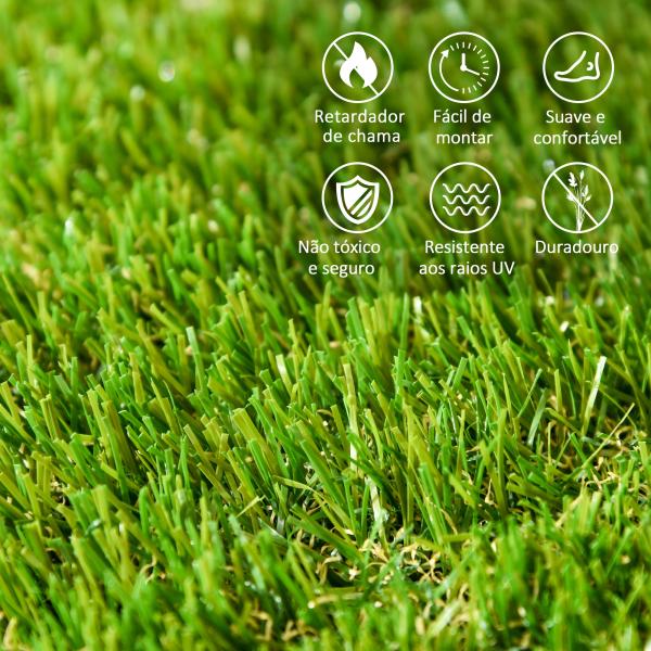 Relva Artificial 30x30cm 10 Peças com Altura de 25mm Alta Densidade 11000 para Exterior Pátio Terraço Verde