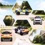 Carro Elétrico Crianças 12V Policial com Bluetooth USB Luz Sirene 110x68x52 cm Brincar Infantil Branco