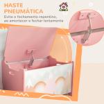 Baú de Brinquedos Organizador de Brinquedos para Crianças de 3 a 8 Anos com Estampado em Animaos 60x37x39 cm Rosa