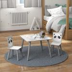 Conjunto de Mesa e Cadeiras para Crianças de 3 Peças Mesa Infantil com 2 Cadeiras Conjunto de Móveis para Atividades Cinza