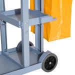 Carro de Limpeza com Bolsa de 100L Carro de Limpeza Profissional com 3 Prateleiras e Plataforma 121x50,5x96,5 cm Cinza e Amarelo