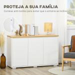 Aparador de Sala de Estar Armário de Armazenamento com 3 Portas e Prateleiras Ajustáveis 120x37x75 cm Branco e Madeira