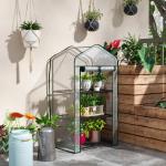 Estufa de Jardim de 3 Níveis Estufa de Terraço com 3 Prateleiras para Cultivo de Plantas Flores 59x39x127 cm Transparente
