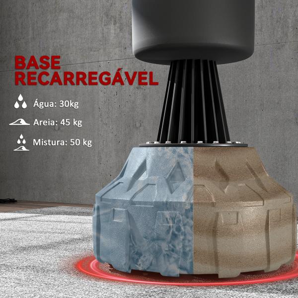 Saco de Boxe de Pé Faixa de Altura Ajustável 65 – 175 cm Base Recarregável com Ventosas A 57x57x175 cm Preto