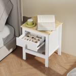 Mesa de Cabeceira Moderna Mesa de Cabeceira com 1 Gaveta Compartimento Aberto Puxador de PU 45x40x55 cm Branco