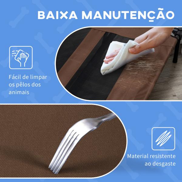Cama para Animais de Estimação Cama Elevada para Cães Gatos com Tecido Transpirável para Dormir Relaxar Exterior Jardim Terraço 122x92x23cm Marrom