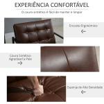 Cadeirão Chesterfield para Sala ou Escritório, Assento e Encosto Capitoné, Estrutura em Metal Preto, Pele Sintética Chocolate