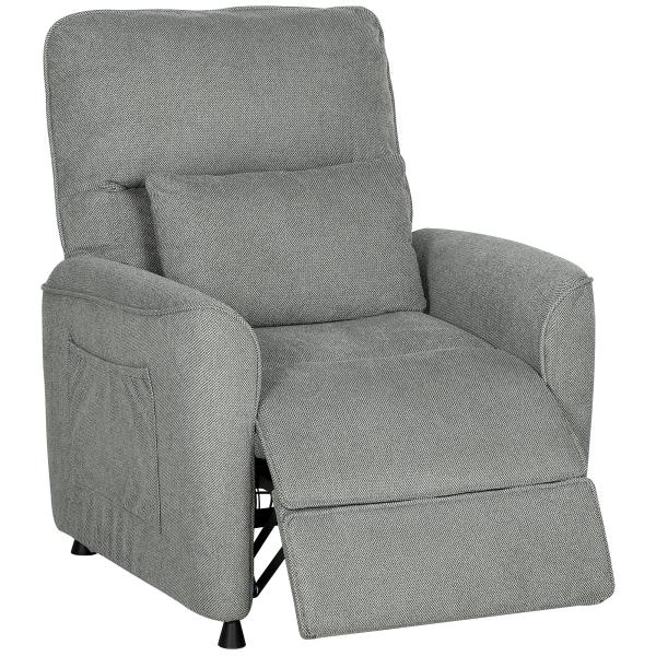 Poltrona Relax Reclinável Elétrica com Calor Lombar, Massagem Vibratória, Motor Silencioso e Função de Memória, Cinzento Escuro