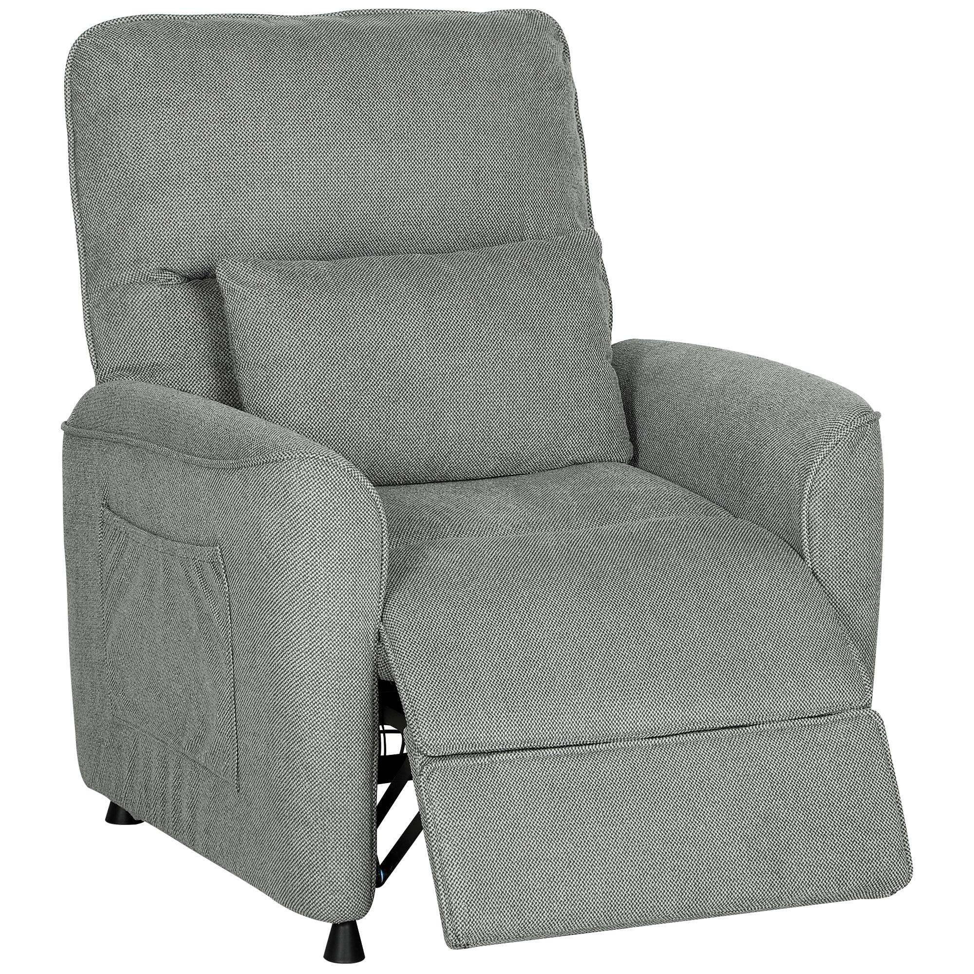 Poltrona Relax Reclinável Elétrica com Calor Lombar, Massagem Vibratória, Motor Silencioso e Função de Memória, Cinzento Escuro