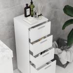 Móvel Auxiliar Casa de Banho Moderno Móvel de Armazenamento Casa de Banho com 4 Gavetas Anti - Tombo 30x30x93 cm Branco