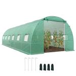 Estufa tipo Túnel 8x3x2m Aço e PE 140 g/m² Estufa para Cultivo de Plantas Tomates Verduras com 12 Janelas e Porta Enroláveis Verde