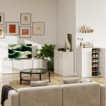 Sapateira de 6 Níveis com 2 Portas em Branco Brilhante com Fechamento Suave e Prateleiras Ajustáveis 70x33,5x95 cm Branco