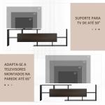 Móvel de TV Moderno Móvel para Televisores 153,6x25x42cm e Prateleira de Parede 150x14,5x16,3 cm Preto
