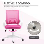 Cadeira de Escritório de Malha Giratória com Altura Ajustável Função Basculante e Apoio para os Braços 57x55x89 - 109 cm Rosa