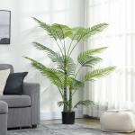 Planta Artificial Decorativa 170 cm Palmeira Artificial com Vaso e Folhas para Interior Casa Sala Escritório Verde
