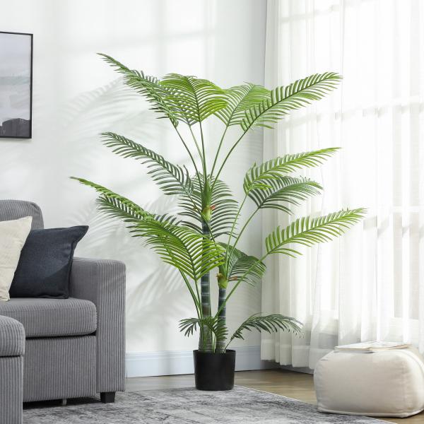 Planta Artificial Decorativa 170 cm Palmeira Artificial com Vaso e Folhas para Interior Casa Sala Escritório Verde