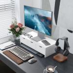 Suporte Elevatório para Monitor de Secretária com 3 Gavetas para PC e Portátil 51x24x13 cm Branco