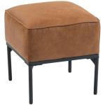 Banco Estofado em PU com Pés de Aço Acolchoado Espesso Estilo Moderno Otomana para Quarto 40x40x46 cm Castanho