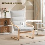 Poltrona de Sala Moderna com Encosto Alto Acolchoado Estrutura de Madeira e Estofada em Veludo 67x83x105 cm Creme