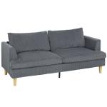 Sofá de 3 Lugares Revestido em Veludo Almofadas Espessas com Molas Assento Largo 2 Almofadas 188x80x86 cm Cinzento Escuro