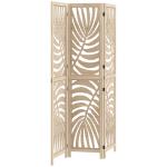 Biombo de 3 Painéis Separador de Ambientes Dobrável 120x170 cm com Estampado de Folhas de Palmeira Tropical Madeira