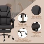 Cadeira de Escritório com 6 Pontos de Massagem Reclinável de PU com Controlo Remoto e Altura Ajustável 63x57x118 - 126 cm