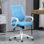 Cadeira de Escritório de Malha Giratória com Altura Ajustável Função Basculante e Apoio para os Braços 57x55x89 - 109 cm Azul