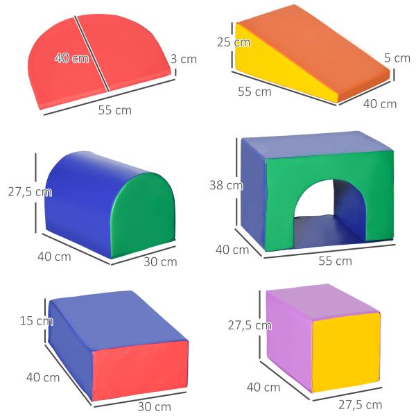 Conjunto de 7 Blocos de Psicomotricidade para Crianças Blocos de Constução Brinquedo para Aprendizagem Multicor