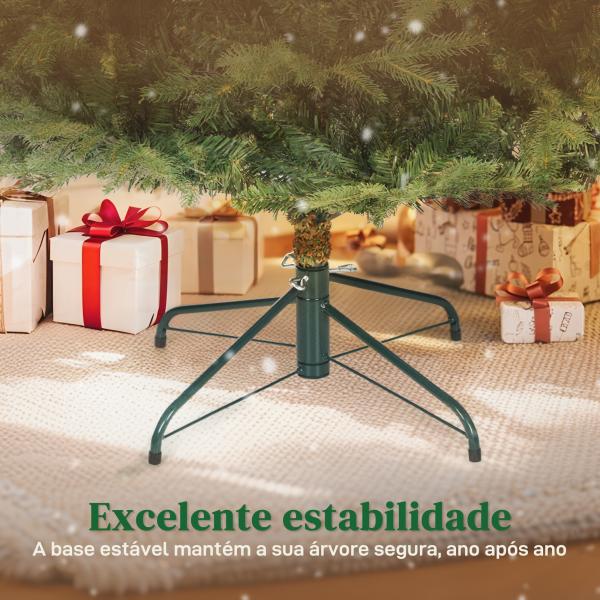 Árvore de Natal Artificial 150 cm com 1186 Ramos Densos Suporte Metálico Dobrável para Interior Verde