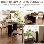 Mesa de Cozinha Dobrável Mesa de Madeira com 2 Prateleiras de Armazenamento e Rodas 75x140x74 cm Preto e Madeira
