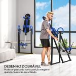 Mesa de Inversão Dobrável com Cinto de Segurança Altura Regulável para Utilizadores de 1,30 a 1,90 m 79x114x153 cm Preto e Azul