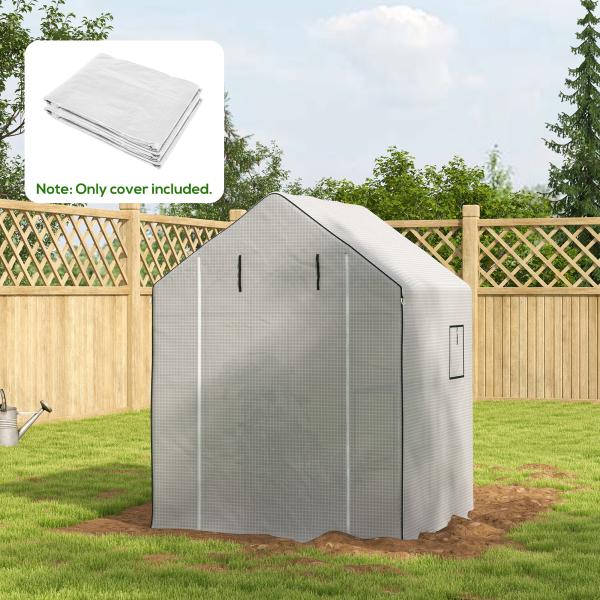 Cobertura de Substituição para Estufa 140x143x190 cm com Janela Porta Anti - UV Proteção de Plantas para Jardim Branco