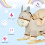 Baloiço Infantil em Forma de Burro para Bebés 18 - 36 Meses com Som Cinto de Segurança Apoio para os Pés 61x34x58 cm Cinza