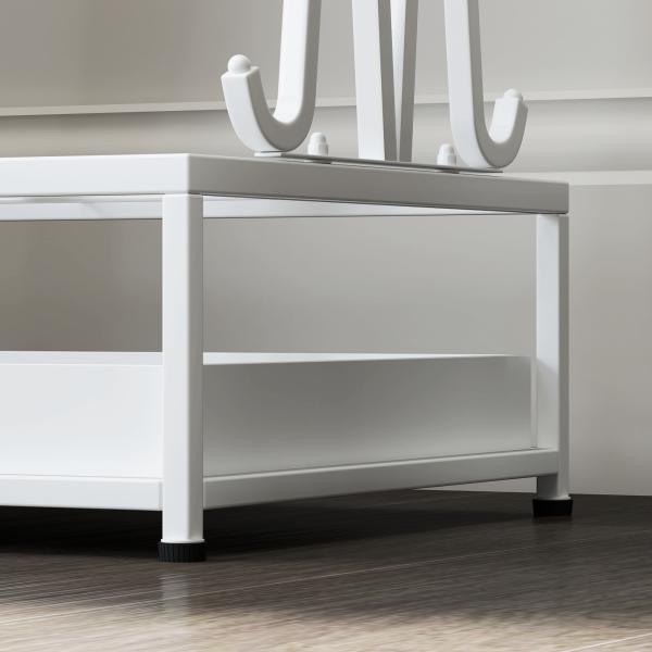 Suporte para Guarda - Chuva Moderno Retangular com 24 Ganchos 21 Espaços e Bandeja Recolhedora de Gotas 50x24x68 cm Branco