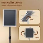 Suporte para Cartazes A3 Altura Ajustável, Giratório 360° Moldura de Alumínio e Aço Inoxidável Prata